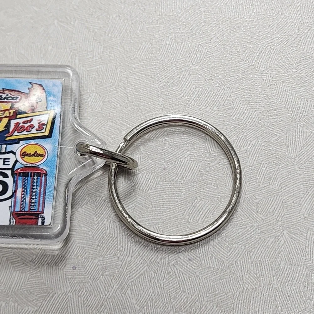 Vintage Route 66 Main Street Of America Car Lucite Keychain Key Ring Collectible